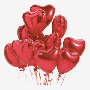 5 foil heart helium Balloons and 10 normal helium balloons