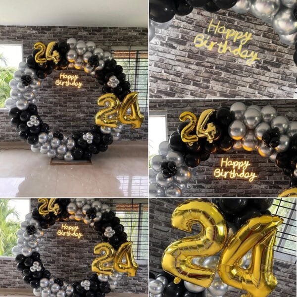 Black and silver combo balloons decorations - Image 3