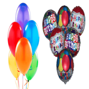 10 Helium Balloons + 1 Happy Birthday Foil Balloon