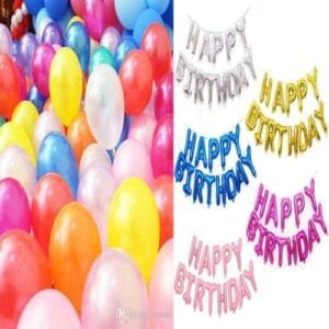 100 Air Balloons Decoration+Happy Birthday Foil Balloons