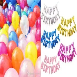 100 Air Balloons Decoration+Happy Birthday Foil Balloons