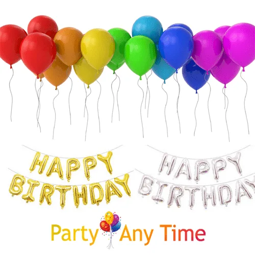 happy birthday+40 helium balloons