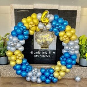 4th birthday chrome balloon arch