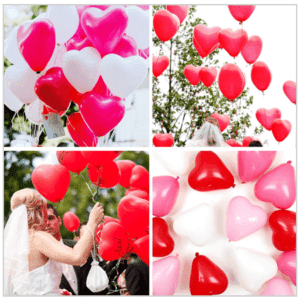 40 Red & White Heart Balloons