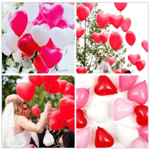 40 Red & White Heart Balloons